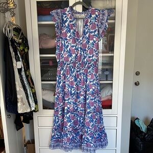 Vineyard Vines Blue and Pink Floral Midi Dress